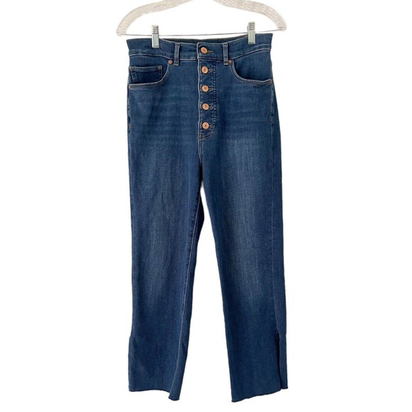 Express Denim - Express Super High Rise Button Fly Straight Leg 4 Way Hyper Stretch Jeans Size 6